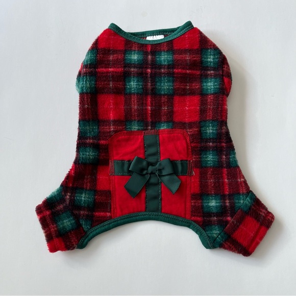 Pup Crew - Fleece Red/Green Plaid Christmas Pajamas sz XS - Picture 8 of 8